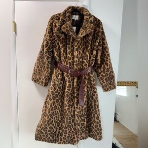 Hosbjerg Leopard Print Teddy Jacket with Belt